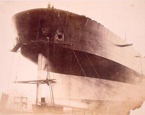 リヴァイアサン、船体の側面図、1857年頃（セピア写真）