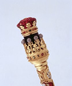 アールマーシャルの指揮棒は武器の大学による最初の結婚でノーフォーク15世公爵に贈呈されました、1877年（金）（279117も参照）（詳細） 作： Robert, II Garrard
