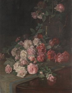 バラとマホガニー、1900年頃（パネルに油彩） 作： Robert Jenkins Onderdonk
