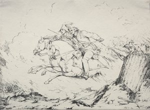 ポリオートグラフィーの標本：騎兵突撃、1803。 作： Robert Kerr Porter