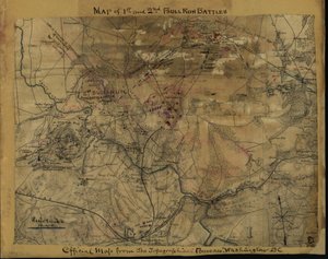 第1次および第2次ブルラン戦の地図。ワシントンD.C.の地形局による公式地図 LOC gvhs01.vhs00239