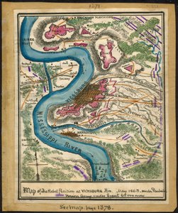 1863年5月、ミズーリ州ヴィックスバーグにおける反乱軍陣地の地図。LOC gvhs01.vhs00140 作： ロバートノックススネーデン