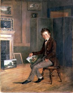 青年期のジョセフ・スタナード（1797-1830）の肖像（油彩・紙・キャンバス 作： Robert Ladbrooke