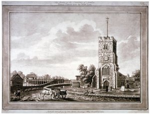セント メアリー教会、パットニー、ウォンズワース、ロンドン、1783 年。 作： Robert Laurie