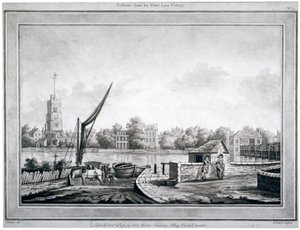 ホワイト ライオン インからのフラムの眺め、パトニー、ロンドン、1783 年 作： Robert Laurie