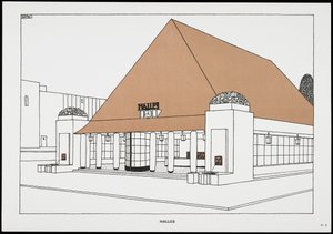 Unes Cite ModerneのHalles、Rob Mallet-Stevens Architecteによるドローイング、1987年（発行）