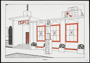 病院、Une Cite Moderne、ロブマレットスティーブンスアーキテクトによる図面、1987年