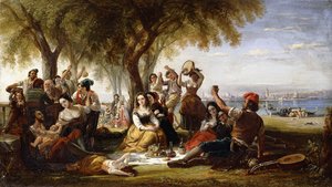 1848年のヴェネツィア近くのリドのフィエスタシーン 作： Robert McInnes