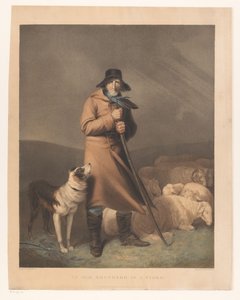 犬と羊を連れた羊飼い 嵐の中の年老いた羊飼い (オブジェクトのタイトル) 作： Robert Mitchell Meadows