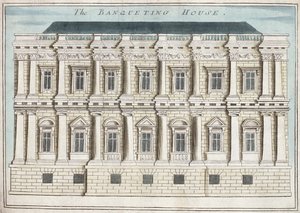 バンケットハウス、ホワイトホール、「ロンドンの街とその周辺の注目すべき場所の展望の書」、1700年頃（彫刻）