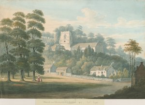 テッテンホール教会と村：水彩画、1826年 作： Robert Noyes