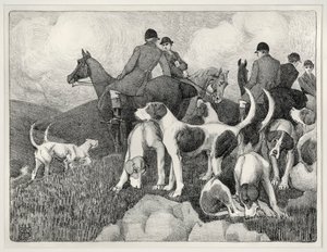 狩猟風景（リトグラフ 作： Robert Polhill Bevan