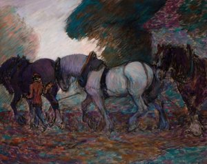 耕作チーム、夜明け、1906年。 作： Robert Polhill Bevan