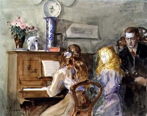 アーティストの子供たちがピアノの周りを回る 作： Robert Ponsonby Staples