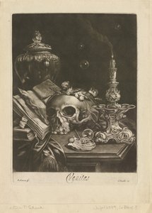 ヴァニタス静物、c.1685-88（メゾチントとブリンの仕事） 作： Robert Robinson