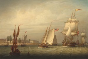 ボストン港、1843年。 作： Robert Salmon