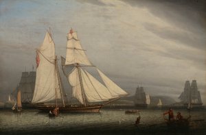 港の情景、1842 年。 作： Robert Salmon