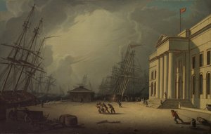スコットランドのグリノックにあるカスタムハウス、1828年。 作： Robert Salmon