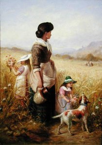 夏の花を摘む（油彩・キャンバス） 作： Robert Sanderson