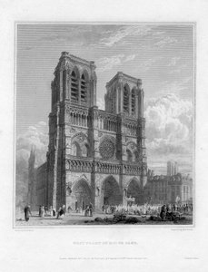 ノートルダム寺院の西正面、パリ、フランス、1822年 作： Robert Sands