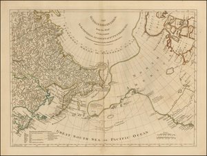 1775年の地図 - ロシアの発見、サンクトペテルブルグ帝国アカデミー発行の地図より 作： ロバート・セイヤー