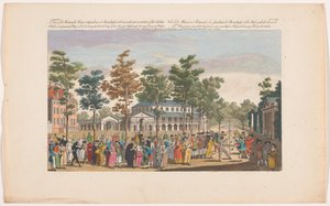 1751 年 5 月 24 日のプリンス オブ ウェールズの誕生日の際に仮面舞踏会があるロンドンのラネラグ ガーデンのロタンダの眺め ジュビリー ボールを正確に表現した、Ranelagh の Rotundo、House & Gardens のビュー。