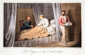 バイロン卿がパブの死の床に。 1825年。