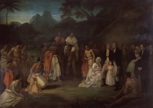 タヒチの大祭司によるマタヴィの離脱 作： Robert Smirke