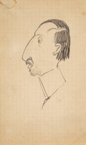 カール・イサクソンの似顔絵、左向きの横顔 作： Robert Storm Petersen