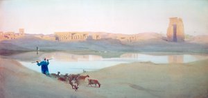 「聖なる湖、カルナック」、エジプト、c1900 作： Robert Talbot Kelly