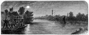 月光によるパトニー橋と教会、1880 作： Robert Taylor Pritchett