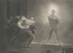 ハムレット、ホレイショ、マルセラスと幽霊のシェイクスピア、ハム...、1796 年に初版が発行され、1852 年に再発行されました。 作： Robert Thew