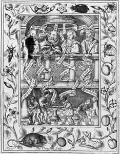偉大な錬金術師が、Theatrum Chemicum Britannicum、1652年から実験室での作業を刺激