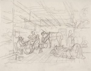 商人ジュリンの肖像が描かれた内部スケッチ 作： Robert Wilhelm Ekman