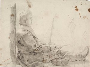 膝の上にヨットを乗せた少年 作： Robert Wilhelm Ekman