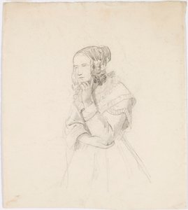 左手に顎を乗せる女性 作： Robert Wilhelm Ekman