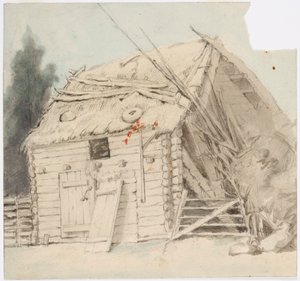 茅葺き屋根の建物 作： Robert Wilhelm Ekman