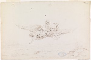 鷲に運ばれたヴァイナメーネン；「R.W.エクマンが描くフィンランドの国民詩カレワラ」のための原画 作： Robert Wilhelm Ekman