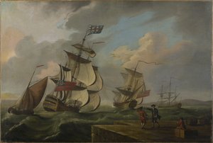 ハリファックスに向けてニューヨークを出港するHMS「サザーランド 作： ロバート・ウィルキンス