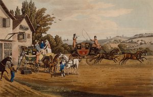 ロンドンの郵便および駅馬車 (カラー彫刻) 作： Robert the Elder Havell