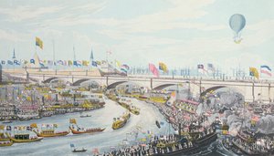 1831年、ウィリアム4世とアデレード女王によるニューロンドンブリッジの開通 作： Robert the Elder Havell