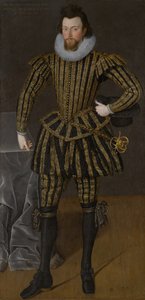 男の肖像、おそらくサー ジョン スコット (1564-1616)、1600-1605 年頃 (キャンバスに油彩) 作： Robert the Elder Peake