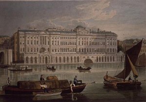 サマセット・ハウスの眺め、パブ。1821年にコルナギ社から発売された。 作： Robert the Elder and Younger Havell