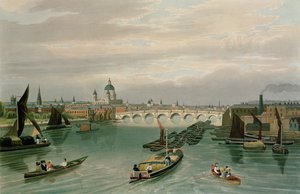 ブラックフライアーズブリッジとセントポールのパブの眺め。 1820コルナギウント社 作： Robert the Elder and Younger Havell
