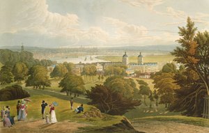グリニッジ公園、パブから撮影したロンドンの眺め1820 by Colnaghi und Co.（アクアチント） 作： Robert the Elder and Younger Havell