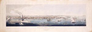 北から撮影したニューヨークのパノラマビュー[ハドソン]リバー、1844年（手描きのエッチングとアクアチント、第5州） 作： Robert the Younger Havell