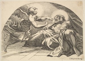 刑務所でピーターに現れた天使、1680-1743年。 作： Robert van Audenaerde