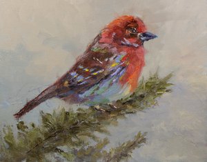 歌の鳥、2023年（油彩、パネル） 作： Roberta Murray