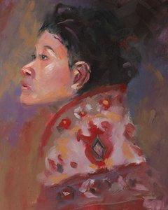 絨毯の女》2023年（油彩・紙） 作： Roberta Murray