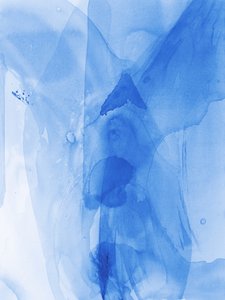 「フルイド・ブルー」の抽象画
